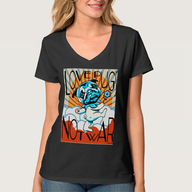 LIEBE MOPS NICHT KRIEG Klassischer T - Shirt 749 (Vorderseite)