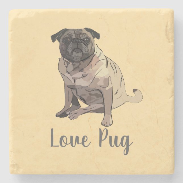 Liebe Mops Steinuntersetzer (Vorderseite)