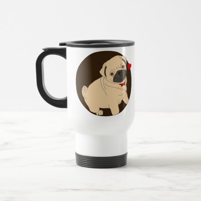 Liebe-Mops-Tasse Reisebecher (Links)