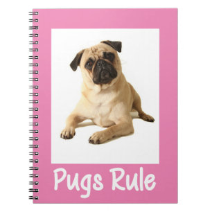 Liebe Mops Welpen-Dock-Pink-Notebook / Journal Notizblock