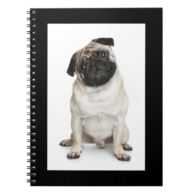 Liebe Mops Welpen-Dock-White-Notebook / Journal Notizblock (Vorderseite)