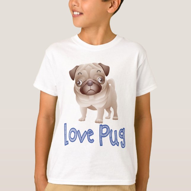 Liebe Mops Welpen-Hund Grafik-T - Shirt (Vorderseite)