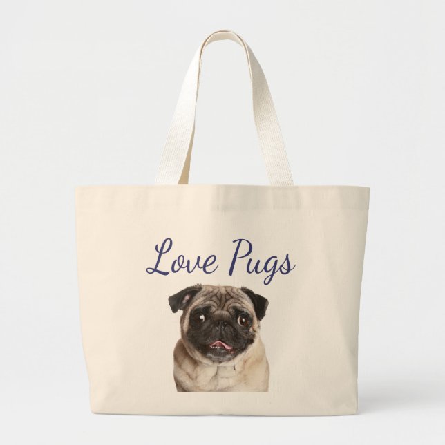 Liebe Mops Welpen Hund Leinwand Tasche (Vorne)