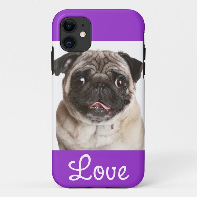 Liebe Mops Welpen Hund Lila iPhone 5 Case Cover (Rückseite)