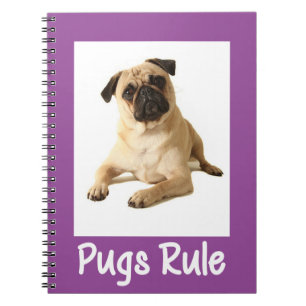 Liebe Mops Welpen-Hund Lila Notebook / Journal Notizblock