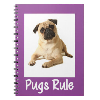Liebe Mops Welpen-Hund Lila Notebook / Journal Notizblock