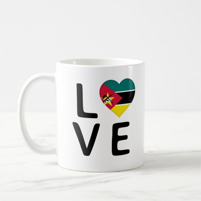 Liebe - Mosambik-Flagge Kaffeetasse (Links)