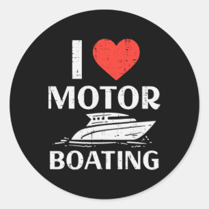 Liebe Motorboot Spaß B Runder Aufkleber