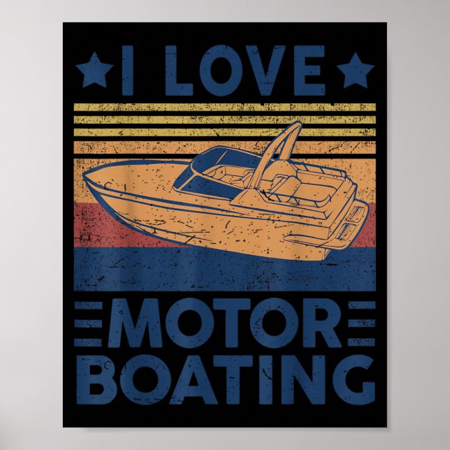 Liebe Motorbootfahren Motorbootfahren Lustiger Boo Poster (Vorne)