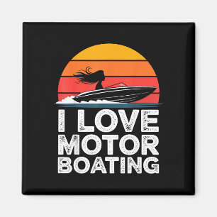 Liebe Motorbootfahren Vintage-Sonnenuntergang-Spee Magnet