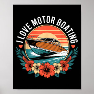 Liebe Motorbootfahren Vintage-Sonnenuntergang Spee Poster