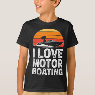 Liebe Motorbootfahren Vintage-Sonnenuntergang-Spee T-Shirt