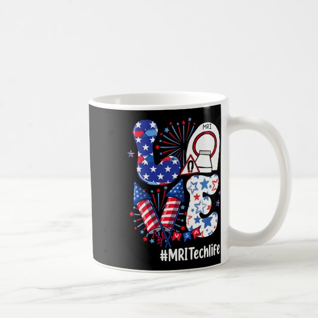 Liebe MRI Tech Life USA Flaggen Feuerwerk 4. Juli Kaffeetasse (Rechts)