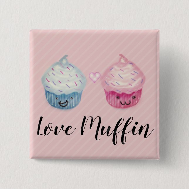 Liebe-Muffin-Cupcakes Button (Vorderseite)