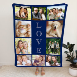 Liebe Multi-Foto Collage Personalisiert Blue Sherpadecke