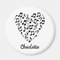 Liebe Music Black Musiknotens Herzname Magnet