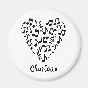Liebe Music Black Musiknotens Herzname Magnet
