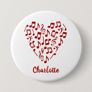 Liebe Music Heart of Red Musiknotens with Name Button