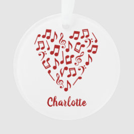 Liebe Music Heart of Red Musiknotens with Name Ornament