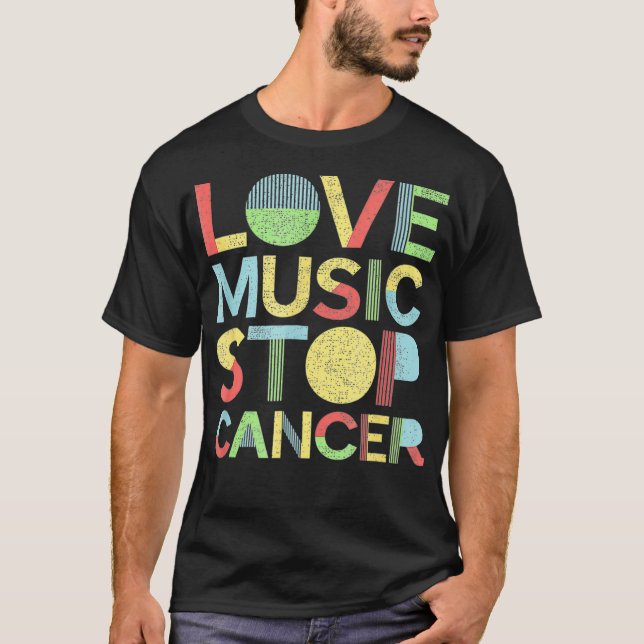 Liebe Music Stoppt Cancer St Jude Breast Cancer fu T-Shirt (Vorderseite)
