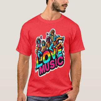 Liebe Music vivid Retro T-Shirt