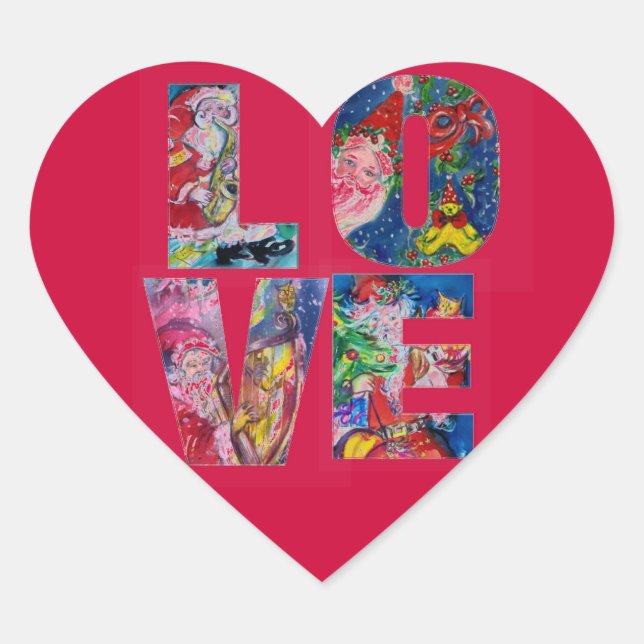 LIEBE MUSICAL SANTA XMAS PARTY HERZ Herz-Aufkleber (Vorderseite)