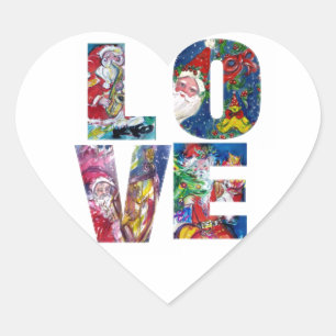 LIEBE MUSICAL SANTA XMAS PARTY HERZ Herz-Aufkleber