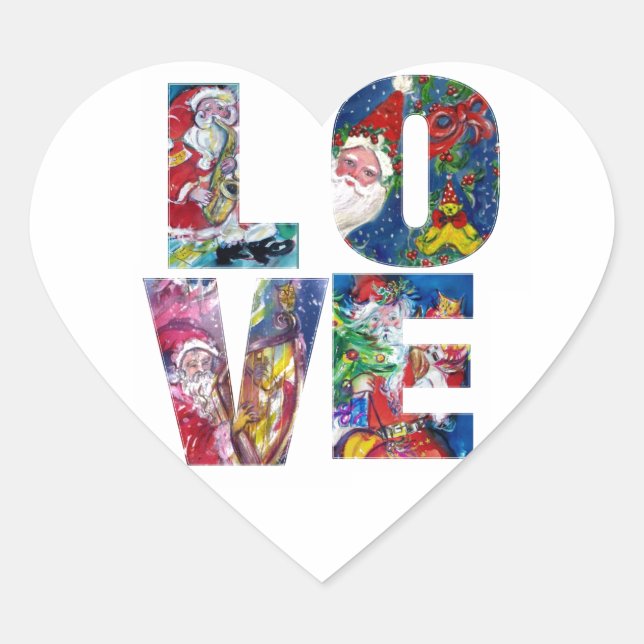 LIEBE MUSICAL SANTA XMAS PARTY HERZ Herz-Aufkleber (Vorderseite)
