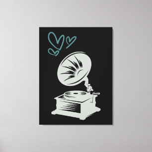 Liebe Musik Alte Schule Grammophon Leinwanddruck