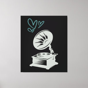 Liebe Musik Alte Schule Grammophon Leinwanddruck