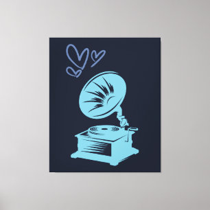 Liebe Musik Alte Schule Grammophon Leinwanddruck