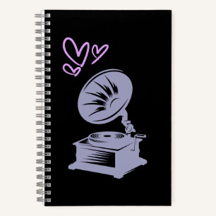Liebe Musik Alte Schule Grammophon Notizbuch