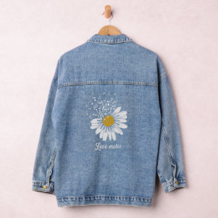 Liebe Musik Gänseblümchen Jeansjacke