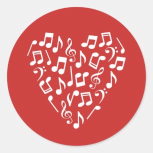 Liebe Musik Herz der Musik Noten Runder Aufkleber