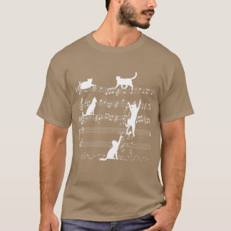 Liebe Musik Katze spielt auf Noten Musiker v T-Shirt