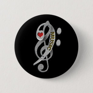 Liebe-Musikclef-Skulptur Button