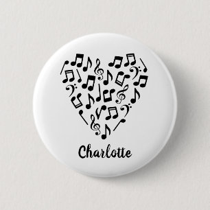 Liebe Musikherz Musiknoten mit Namen Button
