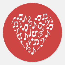 Liebe Musikherz Musiknoten Runder Aufkleber
