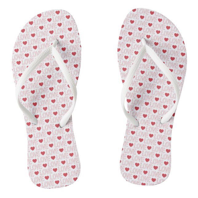 Liebe Muster Flip Flops - Rote Kontur (Fußbett)