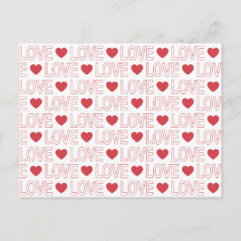 Liebe Muster Postkarte - Rote Kontur