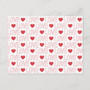 Liebe Muster Postkarte - Rote Kontur
