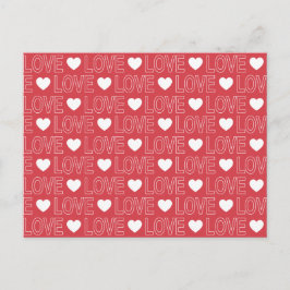 Liebe Muster Postkarte - Weiße Kontur