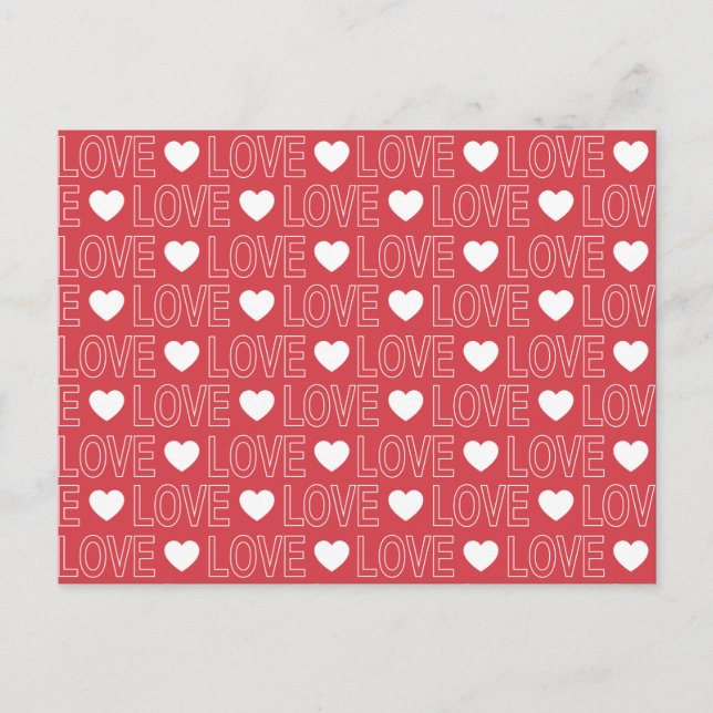 Liebe Muster Postkarte - Weiße Kontur (Vorderseite)