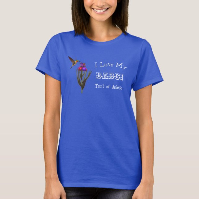 Liebe My Babci Hummingbird Personalisiert T-Shirt (Vorderseite)