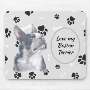 Liebe My Boston Terrier Dog Pawprint Mousepad