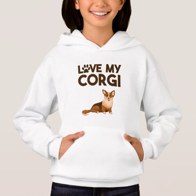 LIEBE MY CORGI mit Hunde-Illustration Hoodie (Vorderseite)