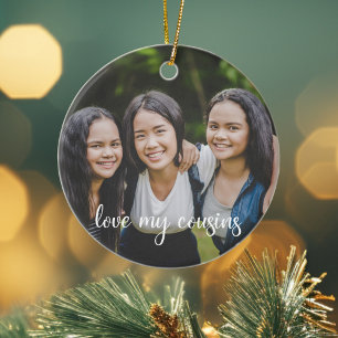 Liebe My Cousins Custom Family Foto Weihnachten Keramik Ornament