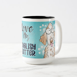 Liebe My English Setter Cartoon 15 oz Zweifarbige Tasse