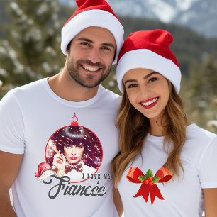 Liebe My Fiancée Trendy Weihnachtsschmuck Foto T-Shirt