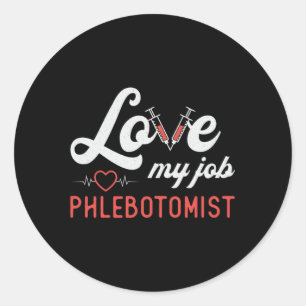 Liebe My Job Phlebotomist Pflege Retro Phlebotomie Runder Aufkleber